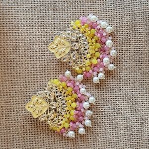 Bold Bead Embellished Handpainted Drip Dangle Earrings